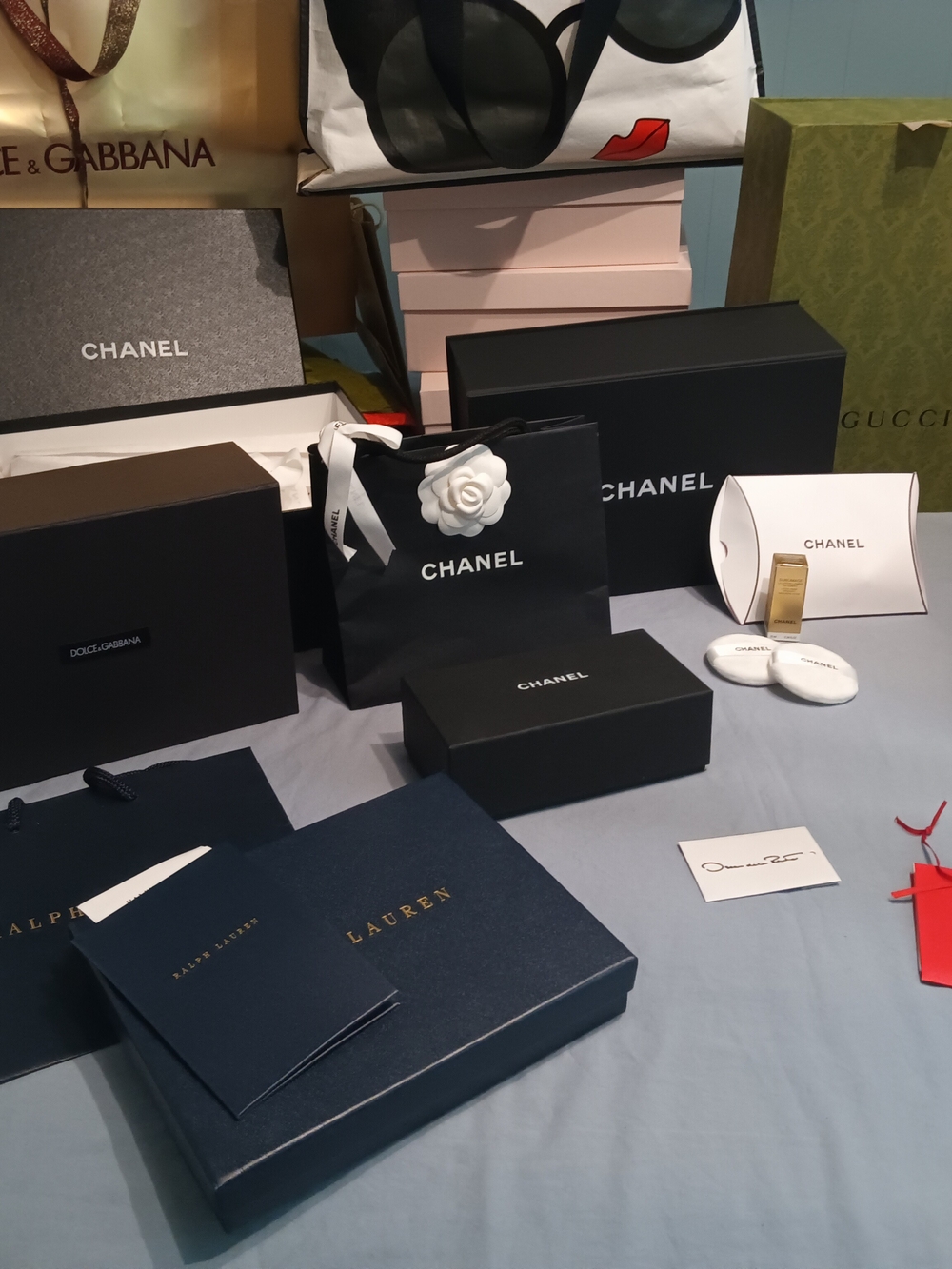 Mega Luxury Empty Gift Box Lot & Pouches/Bags, Chanel Sublimage Skincare Set